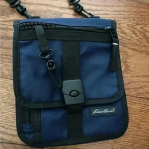 Eddie Bauer Crossbody Bag Wallet Travel Blue Nylon Zip Pocket